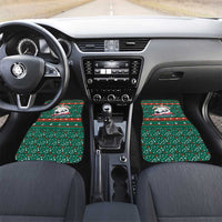 Bulgaria Christmas Car Mats with Green-Red Theme, Golden Lion, and Santa Sleigh Motif - Wonder Print Shop