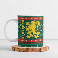 Bulgaria Christmas Ceramic Mug with Green-Red Theme, Golden Lion, and Santa Sleigh Motif - Wonder Print Shop