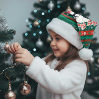 Bulgaria Christmas Santa Hat with Green-Red Theme, Golden Lion, and Santa Sleigh Motif - Wonder Print Shop