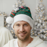 Bulgaria Christmas Santa Hat with Green-Red Theme, Golden Lion, and Santa Sleigh Motif - Wonder Print Shop