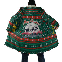 Bulgaria Christmas Cloak with Green-Red Theme, Golden Lion, and Santa Sleigh Motif - Wonder Print Shop