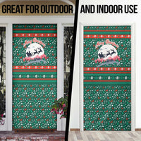 Bulgaria Christmas Door Cover with Green-Red Theme, Golden Lion, and Santa Sleigh Motif - Wonder Print Shop
