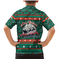 Bulgaria Christmas Family Matching Mermaid Dress and Hawaiian Shirt with Green-Red Theme, Golden Lion, and Santa Sleigh Motif - Wonder Print Shop