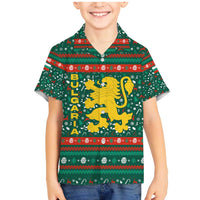 Bulgaria Christmas Family Matching Mermaid Dress and Hawaiian Shirt with Green-Red Theme, Golden Lion, and Santa Sleigh Motif - Wonder Print Shop