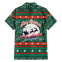 Bulgaria Christmas Family Matching Short Sleeve Bodycon Dress and Hawaiian Shirt with Green-Red Theme, Golden Lion, and Santa Sleigh Motif - Wonder Print Shop