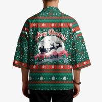 Bulgaria Christmas Kimono with Green-Red Theme, Golden Lion, and Santa Sleigh Motif - Wonder Print Shop