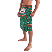 Bulgaria Christmas Lavalava with Green-Red Theme, Golden Lion, and Santa Sleigh Motif - Wonder Print Shop