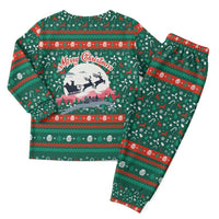 Bulgaria Christmas Pajama Set with Green-Red Theme, Golden Lion, and Santa Sleigh Motif - Wonder Print Shop