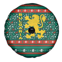 Bulgaria Christmas Spare Tire Cover with Green-Red Theme, Golden Lion, and Santa Sleigh Motif - Wonder Print Shop