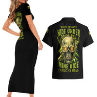 Your Demons Hide Under Your Bed Couples Matching Short Sleeve Bodycon Dress and Hawaiian Shirt - Wonder Print Shop