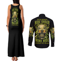 Your Demons Hide Under Your Bed Couples Matching Tank Maxi Dress and Long Sleeve Button Shirt - Wonder Print Shop