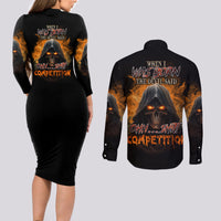 When I Was Born Reaper Fire Couples Matching Long Sleeve Bodycon Dress and Long Sleeve Button Shirt - Wonder Print Shop