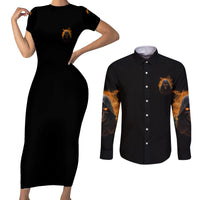 When I Was Born Reaper Fire Couples Matching Short Sleeve Bodycon Dress and Long Sleeve Button Shirt - Wonder Print Shop