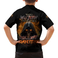 When I Was Born Reaper Fire Family Matching Off Shoulder Short Dress and Hawaiian Shirt - Wonder Print Shop
