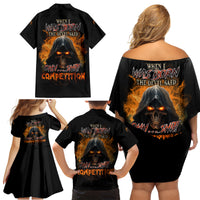 When I Was Born Reaper Fire Family Matching Off Shoulder Short Dress and Hawaiian Shirt - Wonder Print Shop