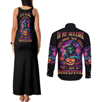 In My Defense I Was Left Unsupervised Halloween Couples Matching Tank Maxi Dress and Long Sleeve Button Shirt - Wonder Print Shop