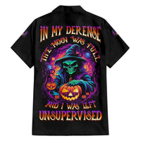 In My Defense I Was Left Unsupervised Halloween Family Matching Off Shoulder Short Dress and Hawaiian Shirt - Wonder Print Shop