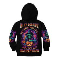 In My Defense I Was Left Unsupervised Halloween Kid Hoodie - Wonder Print Shop