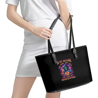 In My Defense I Was Left Unsupervised Halloween Leather Tote Bag - Wonder Print Shop