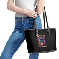 In My Defense I Was Left Unsupervised Halloween Leather Tote Bag - Wonder Print Shop