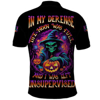 In My Defense I Was Left Unsupervised Halloween Polo Shirt - Wonder Print Shop