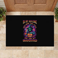 In My Defense I Was Left Unsupervised Halloween Rubber Doormat - Wonder Print Shop