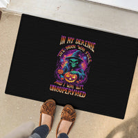In My Defense I Was Left Unsupervised Halloween Rubber Doormat - Wonder Print Shop