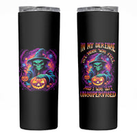 In My Defense I Was Left Unsupervised Halloween Skinny Tumbler - Wonder Print Shop