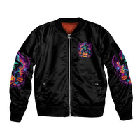 In My Defense I Was Left Unsupervised Halloween Sleeve Zip Bomber Jacket - Wonder Print Shop