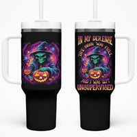 In My Defense I Was Left Unsupervised Halloween Tumbler With Handle - Wonder Print Shop