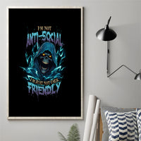 I'm Not Anti-social Mad Reaper Skull Canvas Wall Art - Wonder Print Shop