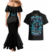 I'm Not Anti-social Mad Reaper Skull Couples Matching Mermaid Dress and Hawaiian Shirt - Wonder Print Shop