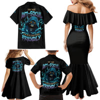 I'm Not Anti-social Mad Reaper Skull Family Matching Mermaid Dress and Hawaiian Shirt - Wonder Print Shop