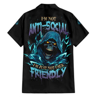 I'm Not Anti-social Mad Reaper Skull Family Matching Off Shoulder Maxi Dress and Hawaiian Shirt - Wonder Print Shop