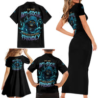 I'm Not Anti-social Mad Reaper Skull Family Matching Short Sleeve Bodycon Dress and Hawaiian Shirt - Wonder Print Shop