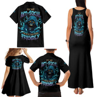 I'm Not Anti-social Mad Reaper Skull Family Matching Tank Maxi Dress and Hawaiian Shirt - Wonder Print Shop