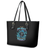 I'm Not Anti-social Mad Reaper Skull Leather Tote Bag - Wonder Print Shop