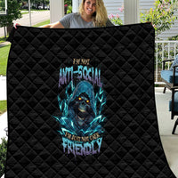 I'm Not Anti-social Mad Reaper Skull Quilt - Wonder Print Shop