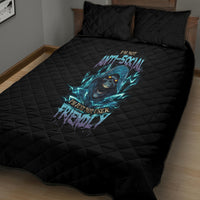 I'm Not Anti-social Mad Reaper Skull Quilt Bed Set - Wonder Print Shop