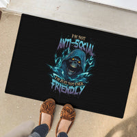 I'm Not Anti-social Mad Reaper Skull Rubber Doormat - Wonder Print Shop