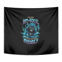 I'm Not Anti-social Mad Reaper Skull Tapestry - Wonder Print Shop