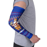 Cambodia Christmas Arm Sleeves with Santa in Traditional Outfit Elephant Dancers and Snowflake Pattern - Wonder Print Shop