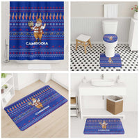 Cambodia Christmas Bathroom Set with Santa in Traditional Outfit Elephant Dancers and Snowflake Pattern - Wonder Print Shop