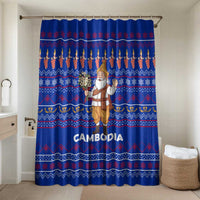 Cambodia Christmas Bathroom Set with Santa in Traditional Outfit Elephant Dancers and Snowflake Pattern - Wonder Print Shop