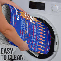 Cambodia Christmas Bathroom Set with Santa in Traditional Outfit Elephant Dancers and Snowflake Pattern - Wonder Print Shop