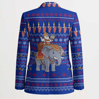 Cambodia Christmas Blazer with Santa in Traditional Outfit Elephant Dancers and Snowflake Pattern - Wonder Print Shop