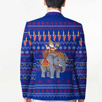 Cambodia Christmas Blazer with Santa in Traditional Outfit Elephant Dancers and Snowflake Pattern - Wonder Print Shop