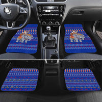 Cambodia Christmas Car Mats with Santa in Traditional Outfit Elephant Dancers and Snowflake Pattern - Wonder Print Shop