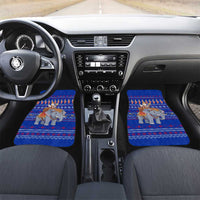Cambodia Christmas Car Mats with Santa in Traditional Outfit Elephant Dancers and Snowflake Pattern - Wonder Print Shop