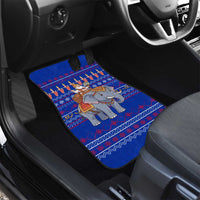 Cambodia Christmas Car Mats with Santa in Traditional Outfit Elephant Dancers and Snowflake Pattern - Wonder Print Shop